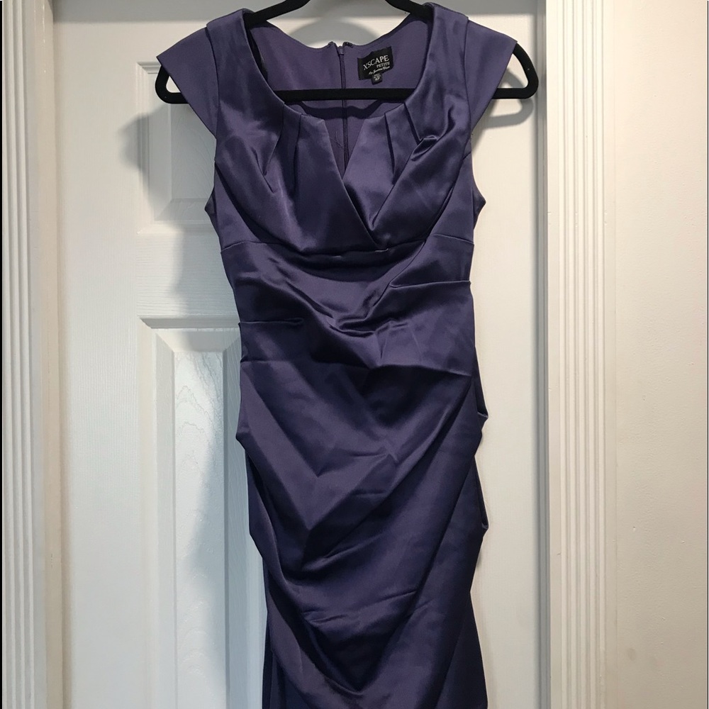 Xscape PURPLE Rushed Dress (SLEEVELESS)- Size 4P